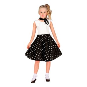 50-tals Kjol med Scarf Svart för Barn - One size