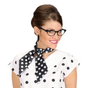 50-tals Sjal Svart med Vita Prickar