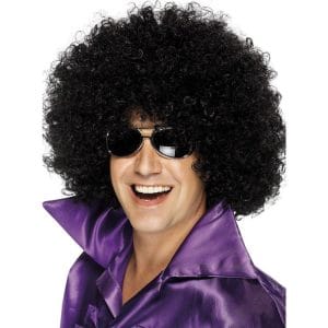 70-tals Afro Peruk Svart