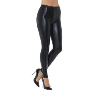 80-tals Metallic Disco Leggings Svarta - Medium