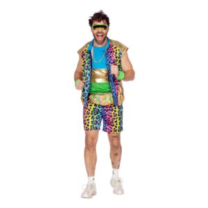 80-tals Neon Leopard Herr Maskeraddräkt - Medium