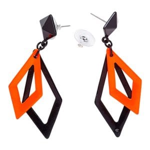 80-tals Romb Örhängen - Svart/Neonorange