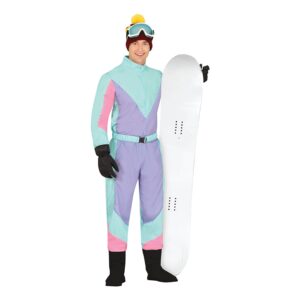 80-tals Skidoverall Lila/Blå Herr Maskeraddräkt - X-Large