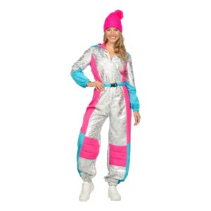 80-tals Skidoverall Silver Maskeraddräkt - Small