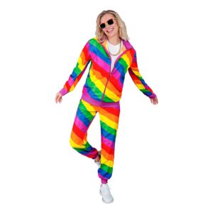 80-tals Träningsoverall Regnbågsfärgad Maskeraddräkt - XX-Large