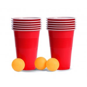 Beer Pong - Röd - 24 muggar + bollar