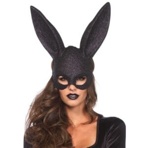 Black Glitter Rabbit Mask
