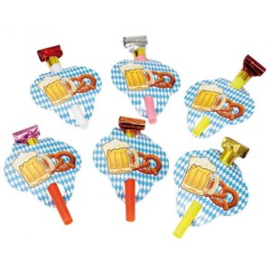 Blåsormar Oktoberfest Metallic Färgglada Partytutor 13 cm 8-pack Ölsejdel Kringla
