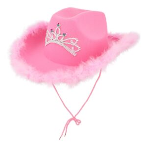 Cowboyhatt Rosa med Tiara - One size
