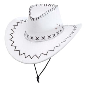 Cowboyhatt Vit med Stygn - One size