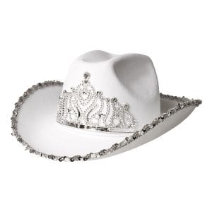 Cowboyhatt Vit med Tiara - One size