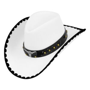 Cowboyhatt Vit med Tjur - One size