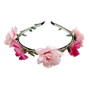Diadem med Rosa Blommor - One size