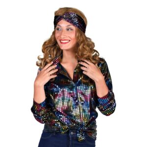 Disco Skjorta Dam Svart Färgskimrande - Small