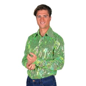 Disco Skjorta Herr Grön Färgskimrande - Small