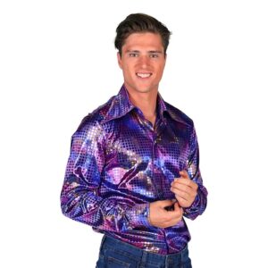 Disco Skjorta Herr Lila Färgskimrande - Small