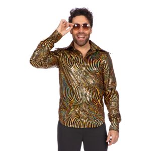 Discoskjorta Guld Mönstrad - 48