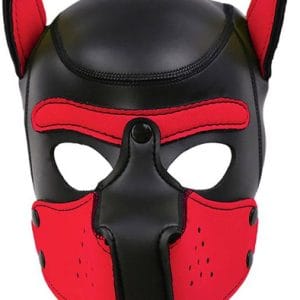 Dog Hood With Removable Muzzle Red/Black BDSM mask