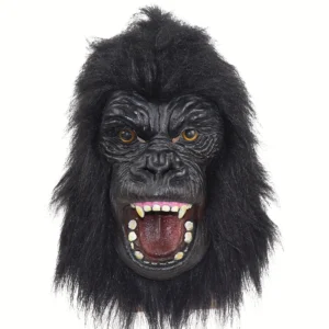 Gorillamask i Latex med Peruk