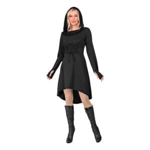 Gotisk Klänning med Huva Svart Maskeraddräkt - Small