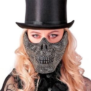 Halvmask Dödskalle med Nitar - One size