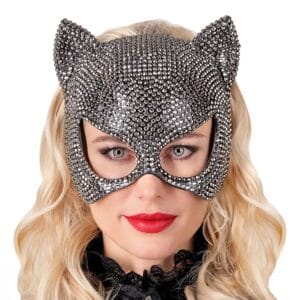 Katt Halvmask med Strass