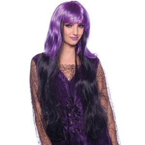 Lång Peruk Lila & Svart