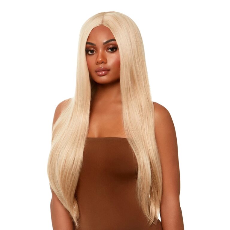 Lång Rak Blond Deluxe Peruk - One size