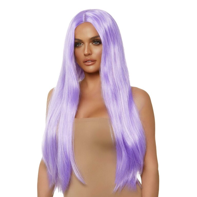 Lång Rak Lila Deluxe Peruk - One size
