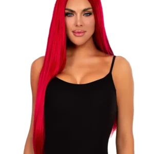 Leg Avenue Long Straight Center Part Wig Red Röd Peruk