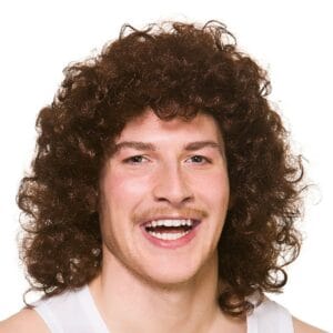 Lockig 80-talskille Brun Peruk - One size