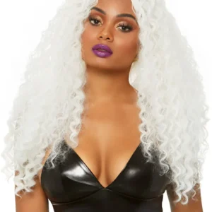Long Curly Wig White Peruk