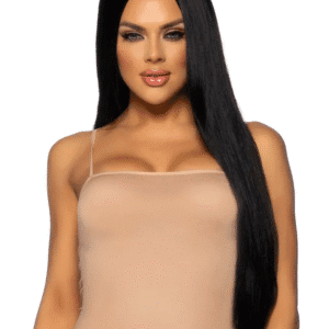 Long Straight Center Part Wig Black