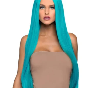 Long Straight Center Part Wig Turquoise Peruk