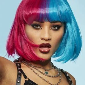 Manic Panic Red & Blue Bob Wig Peruk