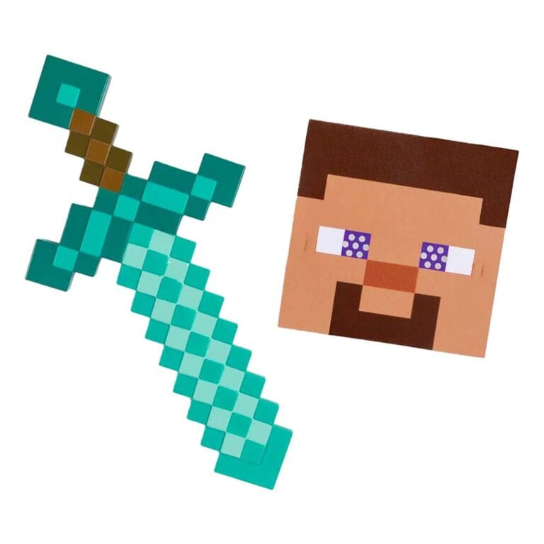 Minecraft Steve Mask & Svärd för Barn