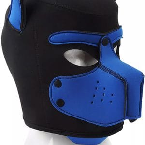 Neoprene Dog On Mask Black-Blue BDSM mask