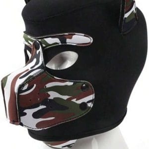 Neoprene Dog On Mask Black-Camouflage BDSM mask