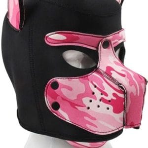 Neoprene Dog On Mask Black-Camouflage Pink BDSM mask