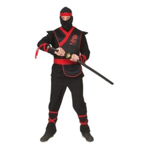 Ninja Svart/Röd Maskeraddräkt - X-Large
