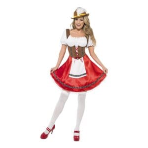 Oktoberfest Klänning Vit/Röd Maskeraddräkt - X-Large