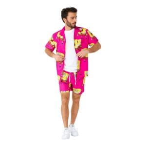 OppoSuits Svampbob Fyrkant Pink Shorts Kostym - Small