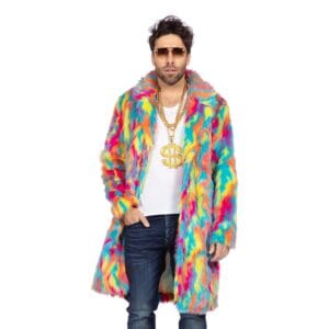 Pälsjacka Lång Multifärgad - Small