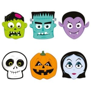 Pappersmasker Halloween Monster 24x23cm 6-pack