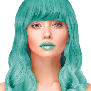 Party Wig Long Wavy Turquoise Hair Peruk