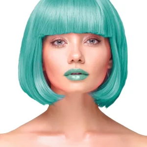 Party Wig Short Straight Hair Turquoise Peruk
