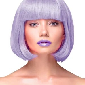 Party Wig Short Straight Purple Hair Peruk