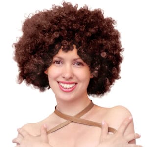 Peruk Afro Brun