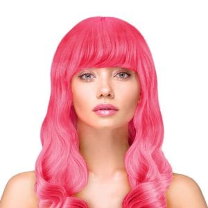 Peruk Långt Vågigt Hår - Neonrosa