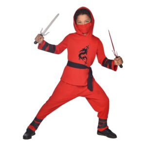 Röd Ninja Barn Maskeraddräkt - Small